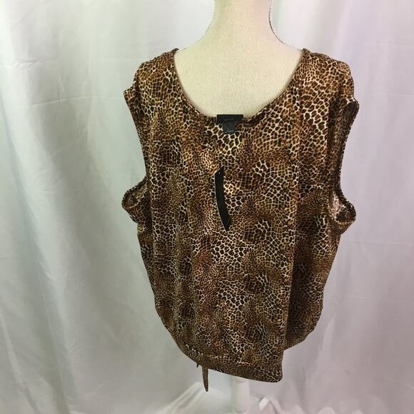 Worthington Alfie Animal Sleeveless Wrap Top Brown XXL - Picture 6 of 14
